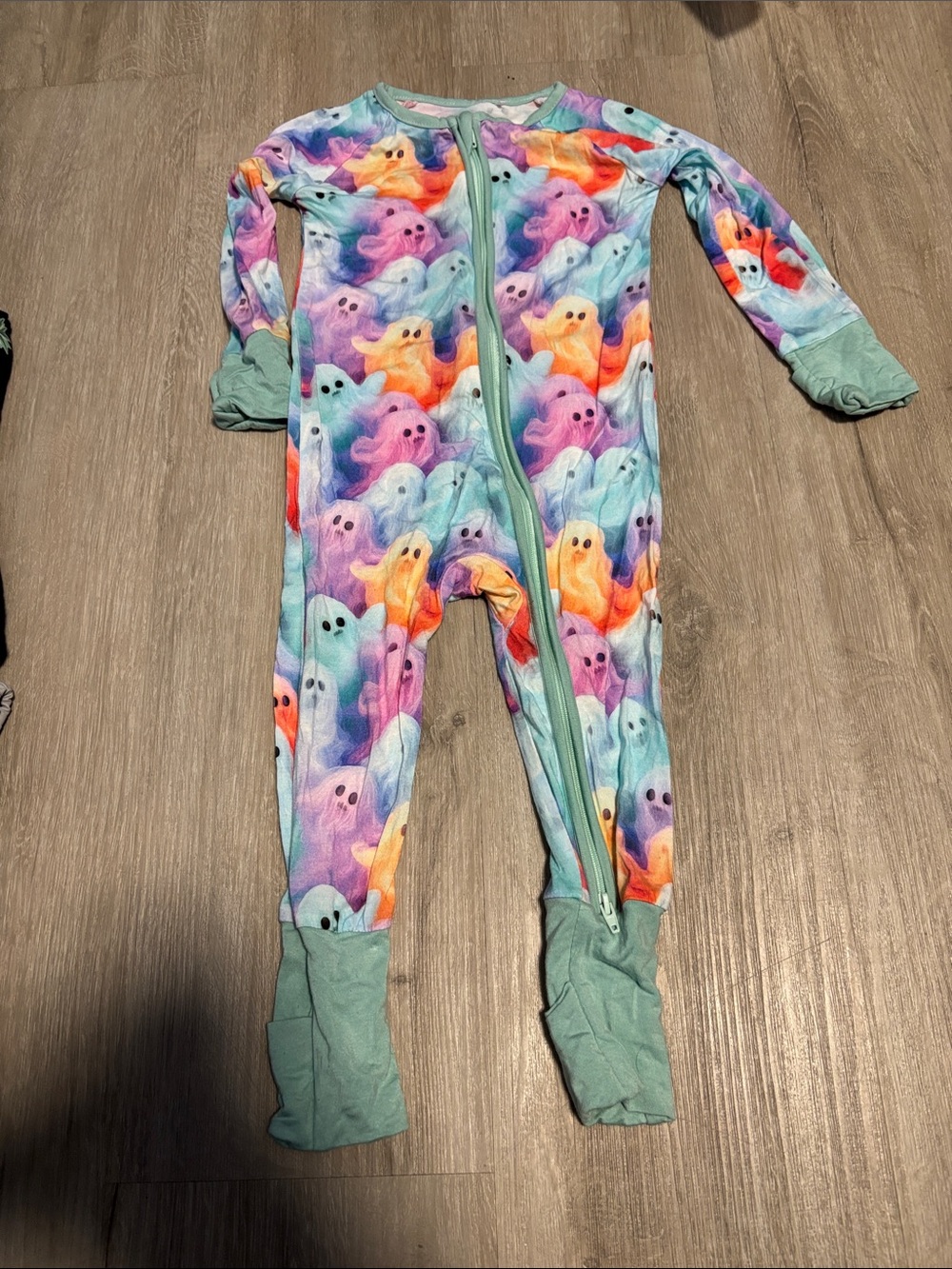 Kids Bamboo Ghost Print One-Piece Pajama - Multicolor